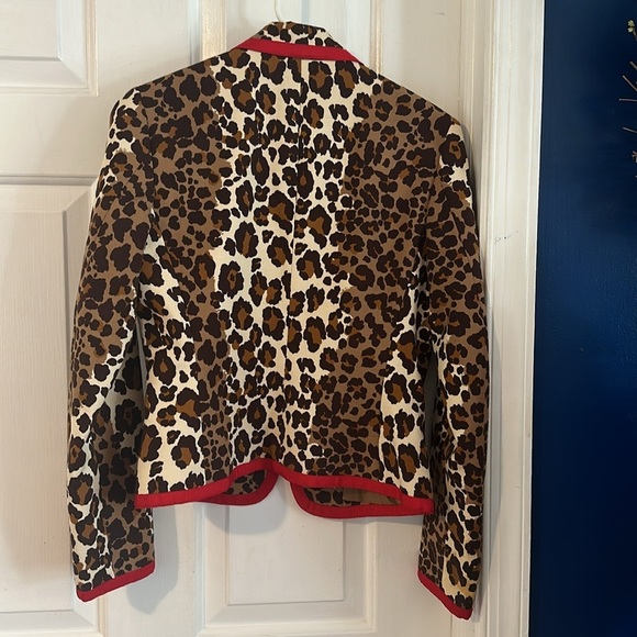 NWOT Women’s ETCETERA Beige Brown Cheetah Print Cotton Blend Red Trim Blazer - Picture 8 of 8